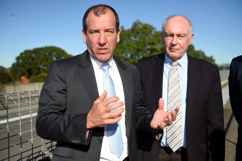 Member for Fisher Mal Brough speaks about the Bruce Higghway upgrades with Deputy Prime Minister and Minister for Infrastructure and Regional Development Warren Truss. Photo Vicki Wood / Caboolture News